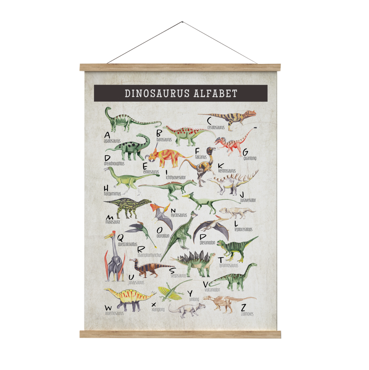 Schoolplaat alfabet met dinosaurussen