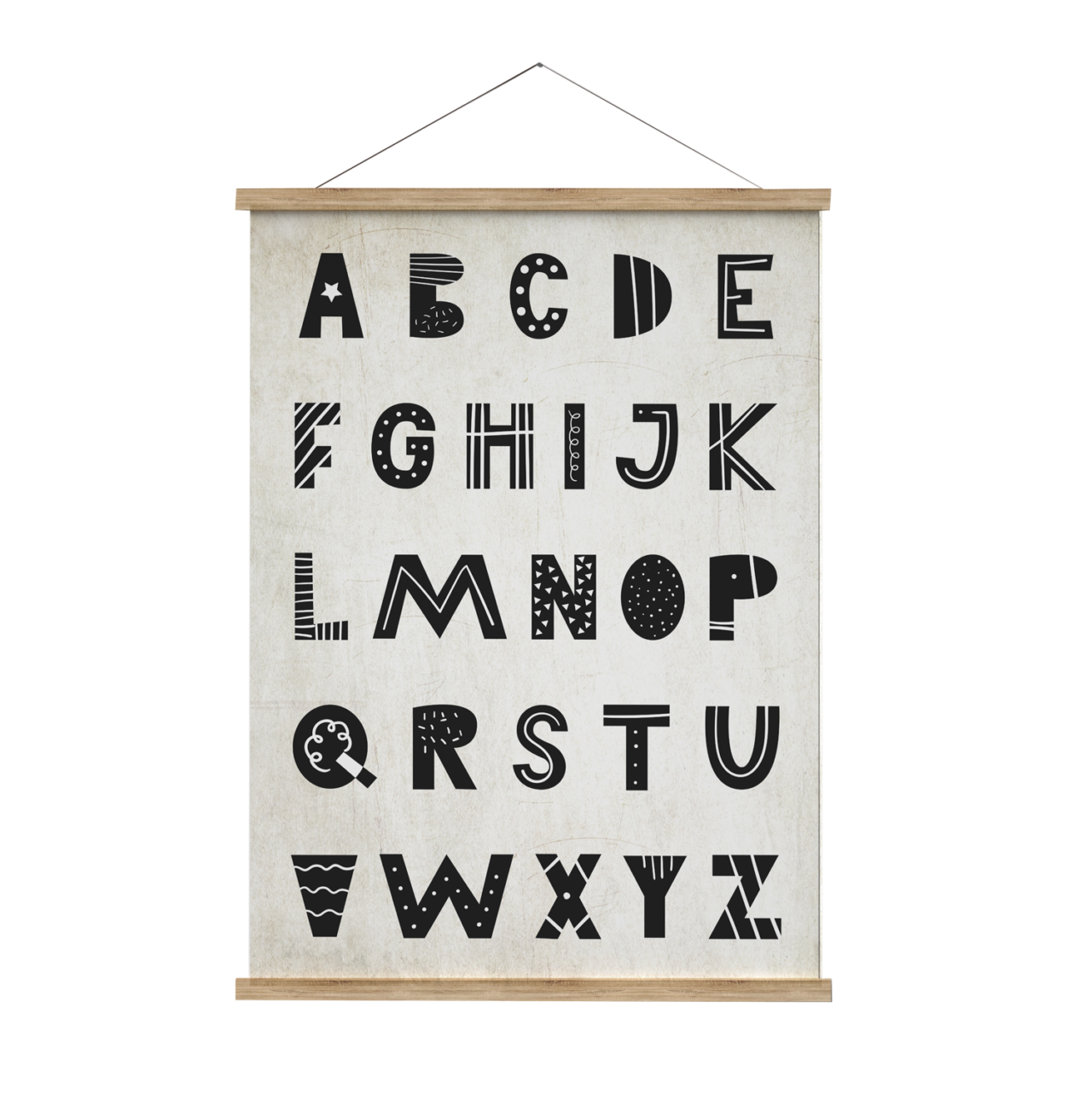 Schoolplaat alfabet met speelse letters