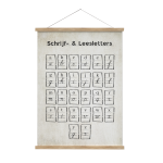 Schoolplaat wit Het alfabet met schrijfletters en leesletters