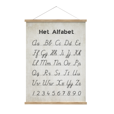 Schoolplaat Het alfabet met schrijfletters om te leren schrijven
