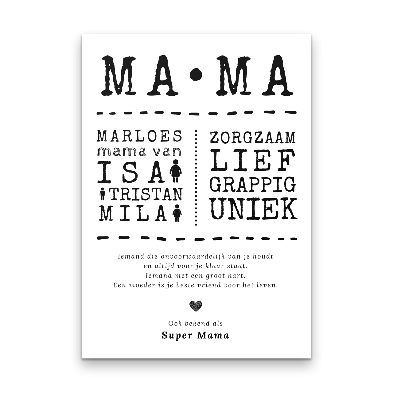Mama poster super mama met namen kinderen